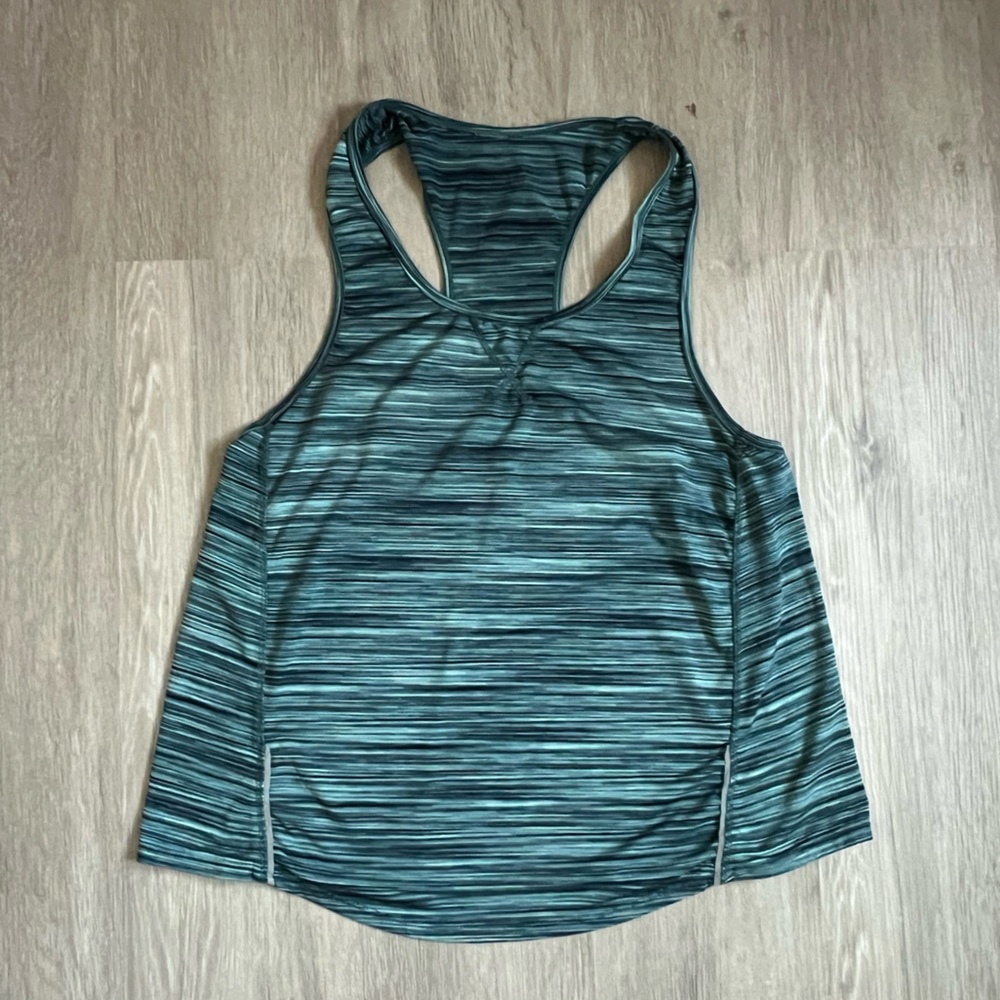 Racerback Tank Top Striped Teal Women's workout Sleeveless Top Medium / Large